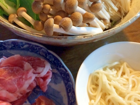 乾麺で☆うどんすき鍋